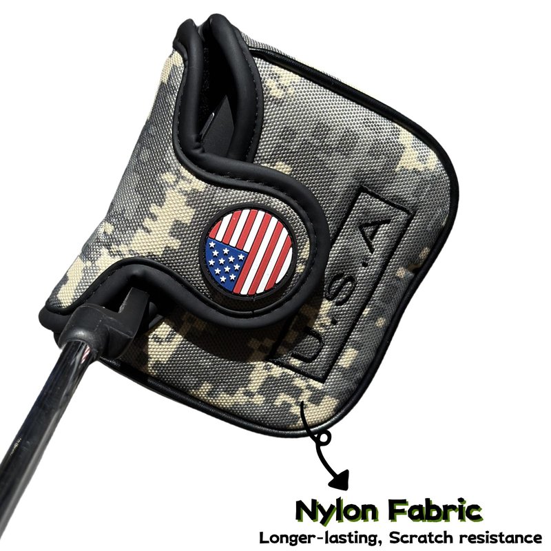CAMO Style Golf Square Mallet Putter Head Cover Nylon Putter Cover Headocver Magnetic for Mallet Style Putters Patriotism Golf Accessories for Men Golfers
