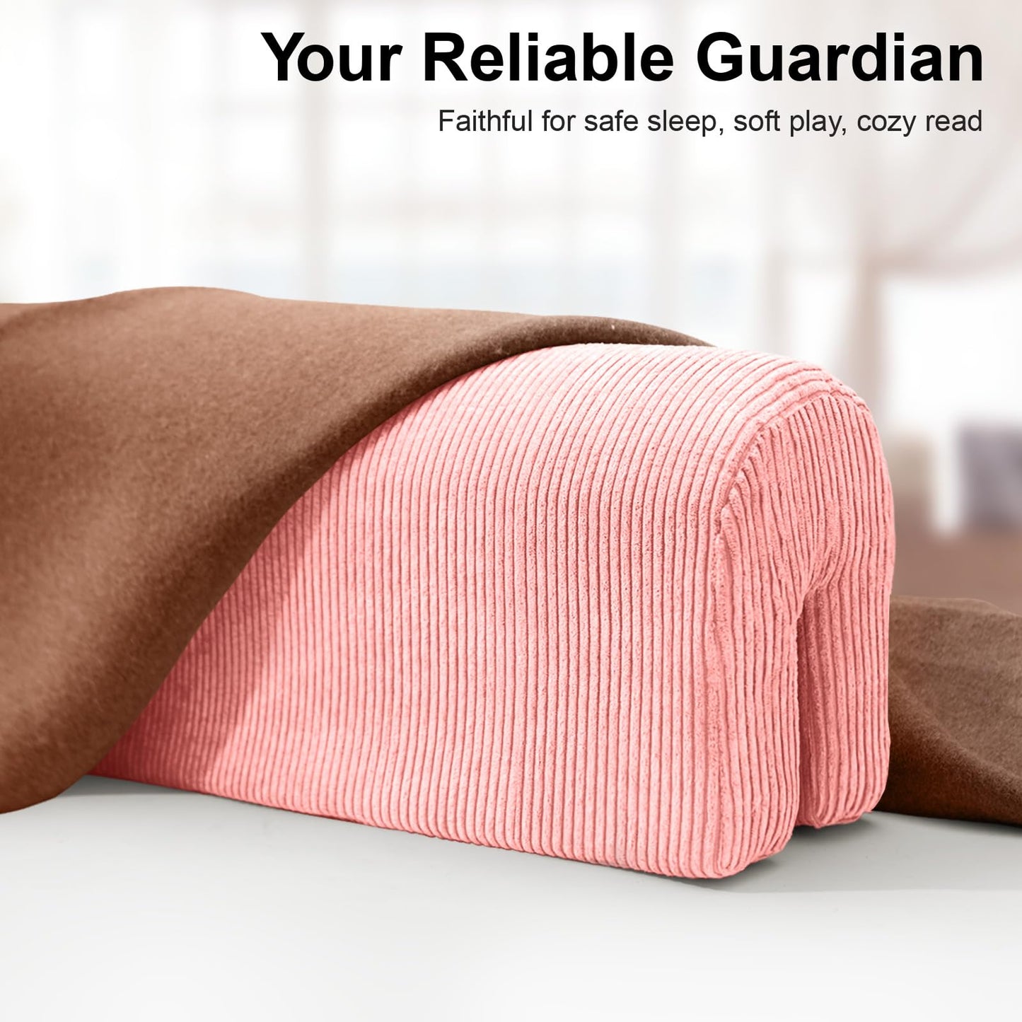 AEOCOO Bed Bumpers for Toddlers, Size 3 Ft, Toddler Bed Rail Bumper Protector for Loft Beds & Bunk Beds, Bed Rail Height Extender Bed Guardrail, Anti-Bump | Fall Prevention, Pink