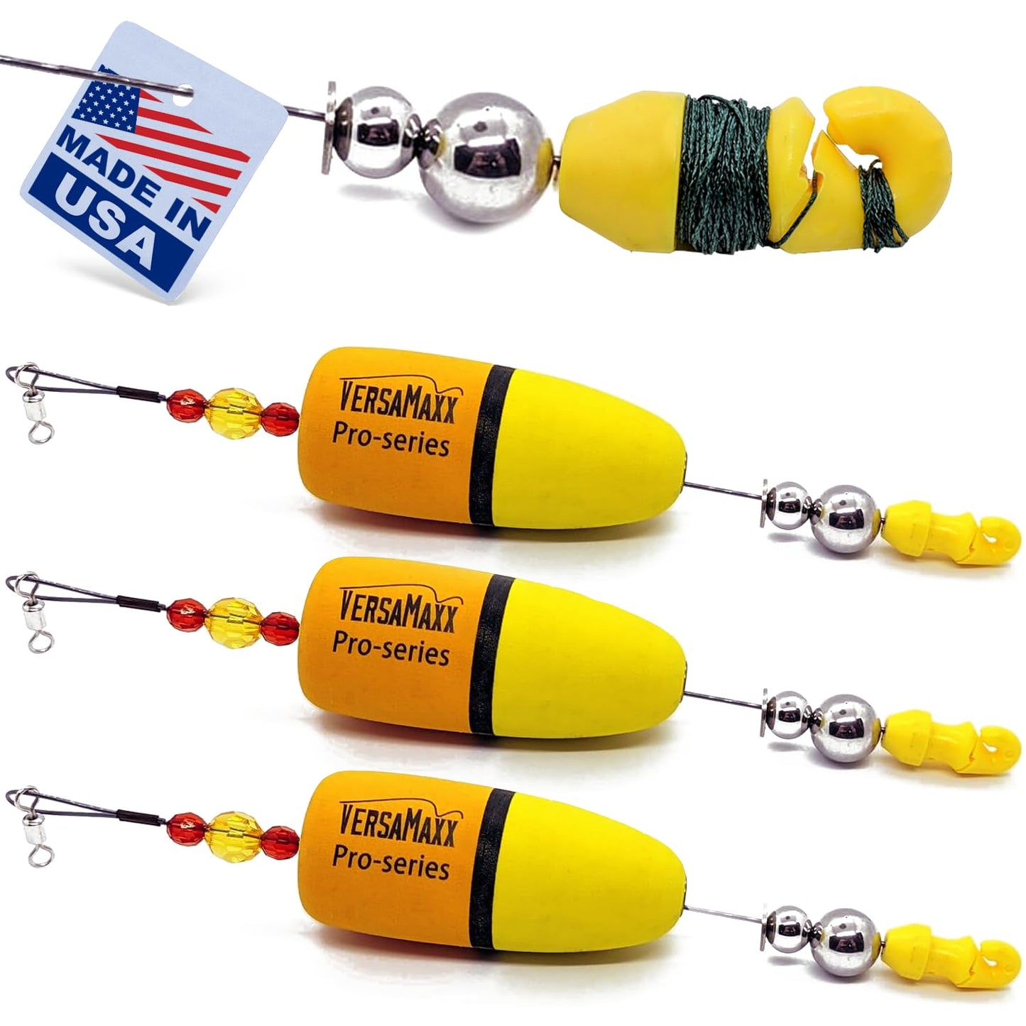 VersaMaxx Bolt/Knocker Pro Series Corks for Saltwater -Premium Patented Popping Cork Floats with Adjustable Leader Depth - Neoprene/Styro Foam Fishing Rigs Bobbers for Live Bait - Set of 3