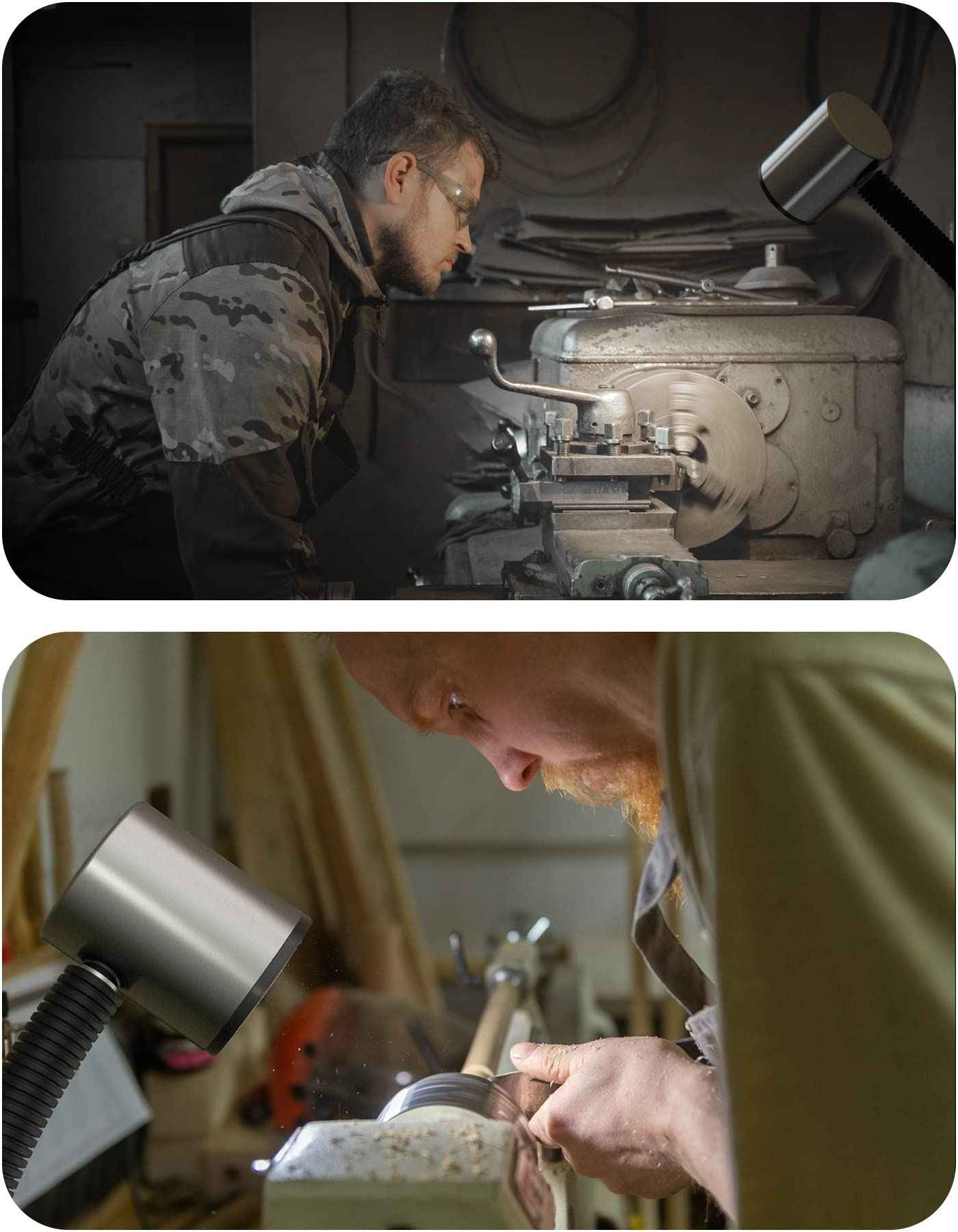 12T Magnetic Work Light, IP65 Water Proof Led Machine Light, 23in Flexible Gooseneck lamp with Strong Magnetic Base for Lathe Milling Drill Press Industrial Lighting 120V