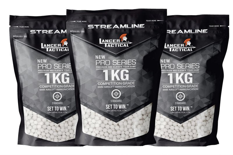 Lancer Tactical Streamline Competition Grade Airsoft BBS 0.20g/0.25g/0.28g/0.30g/0.32g-Pack of Three (0.28g)