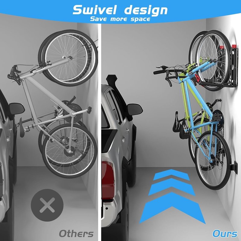 WALMANN BIKEPAL No Lifting Wall Mounted Swivel Bike Rack, Bike Wall Hangers for Garage Space Saving Vertical Bike Storage(1 Pack)