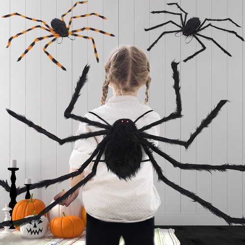 FathiSooc Halloween Spider Costume Party Decorations-Halloween Candy Spider Props with Straps for Kids realistic Spider Decor