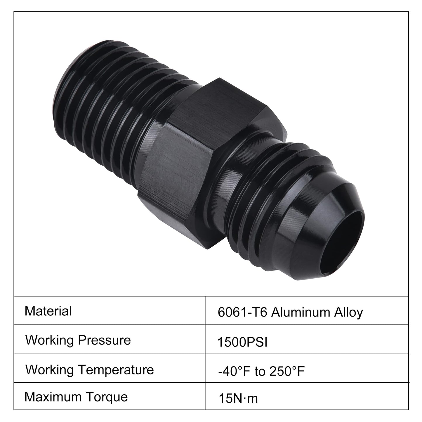 EVIL ENERGY 6AN Male Flare to 1/8" NPT Pipe Fitting Adapter Aluminum Straight Black 2PCS