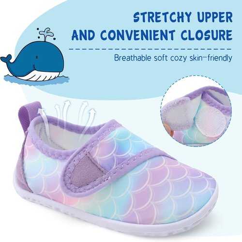 LeIsfIt Toddler Water Shoes - Breathable Quick-Dry Aqua Socks for Kids | Ideal for Beach & Pool Fun