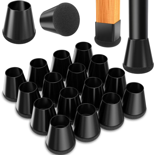 YTEACIUL Chair Leg Floor Protectors Extra Small 16 Pcs,Silicone Chair Leg Protectors for Hardwood Floors/Tiles,360°Wrapped Felt Bottom to Prevent Scratch and Reduce Noise, Round Black