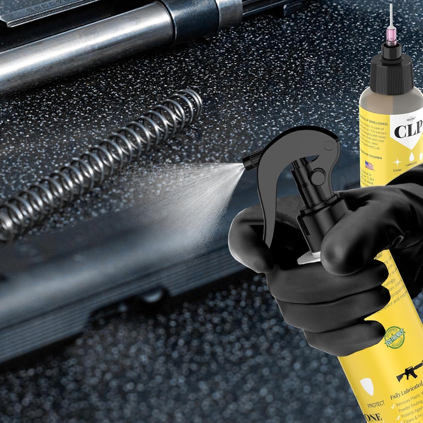 Qucship Gun Oil Cleaning Kit - Multi-Purpose 8 oz & 1 oz Needle Oiler for Optimal Protection