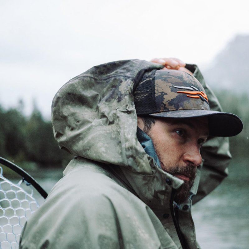 SITKA Trucker Hat - Adjustable Outdoor Camo Snap Back Hat for Men, Optifade Waterfowl Timber, One Size Fits All