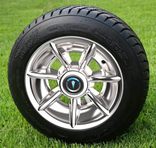 TakeLook - Golf Cart Wheel Covers 10 inch,Improved 7 Spoke Chromed Hub Caps for Club Car/E-Z-GO/YA/Star Car/Excar/Icon and Other Most Models Golf Cart (Set of 4)