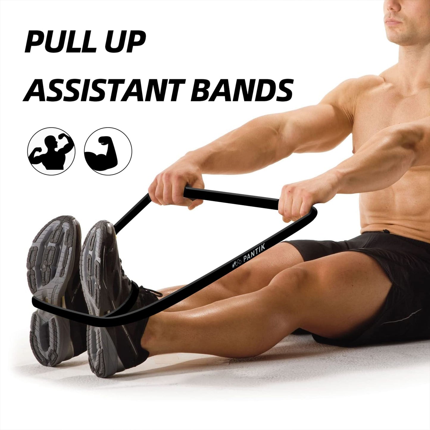 PANTIK Resistance Bands Set for Women and Men Pull up Bands Exercise Loop Band for Body Stretching Powerlifting Yoga Pilates Resistance Training Black