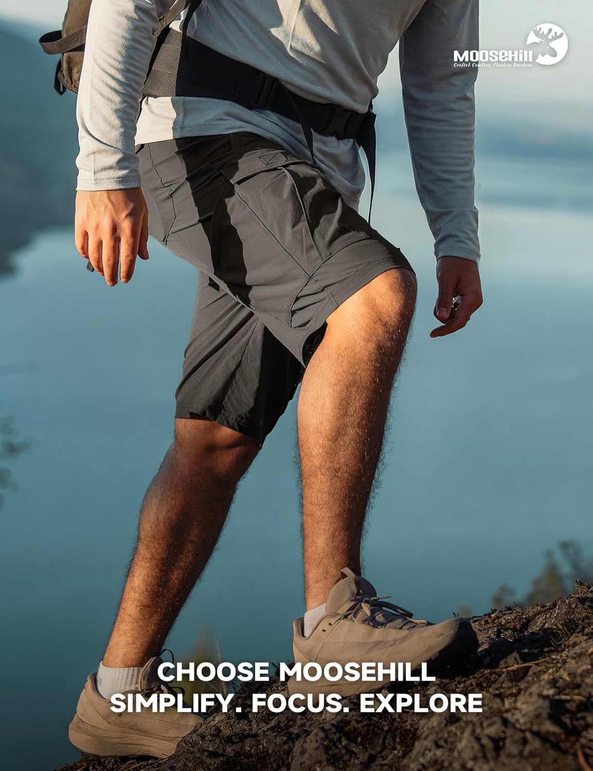 Moosehill Men's Hiking Shorts - Lightweight, Quick-Dry, Water-Resistant | 8-Pocket Design for Outdoor Adventures