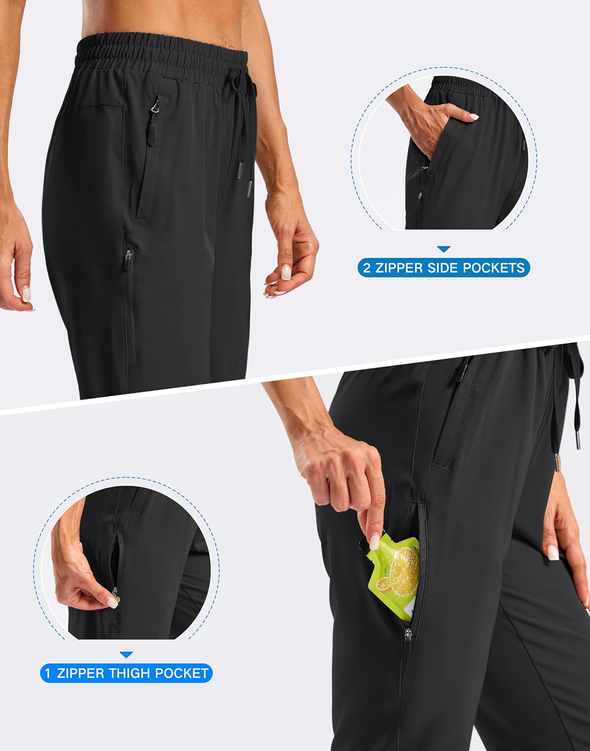 SANTINY Women's Hiking Shorts - Lightweight Quick-Dry Capris with Zipper Pockets | 13''/15''/17'' Sizes
