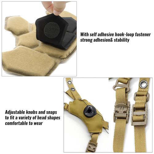 Yzpacc Tactical Helmet Pads and Helmet Chin Strap Replacement Adjustable for Tactical Fast MICH ACH Bump FMA EXF Helmet Replacement Accessories Kit