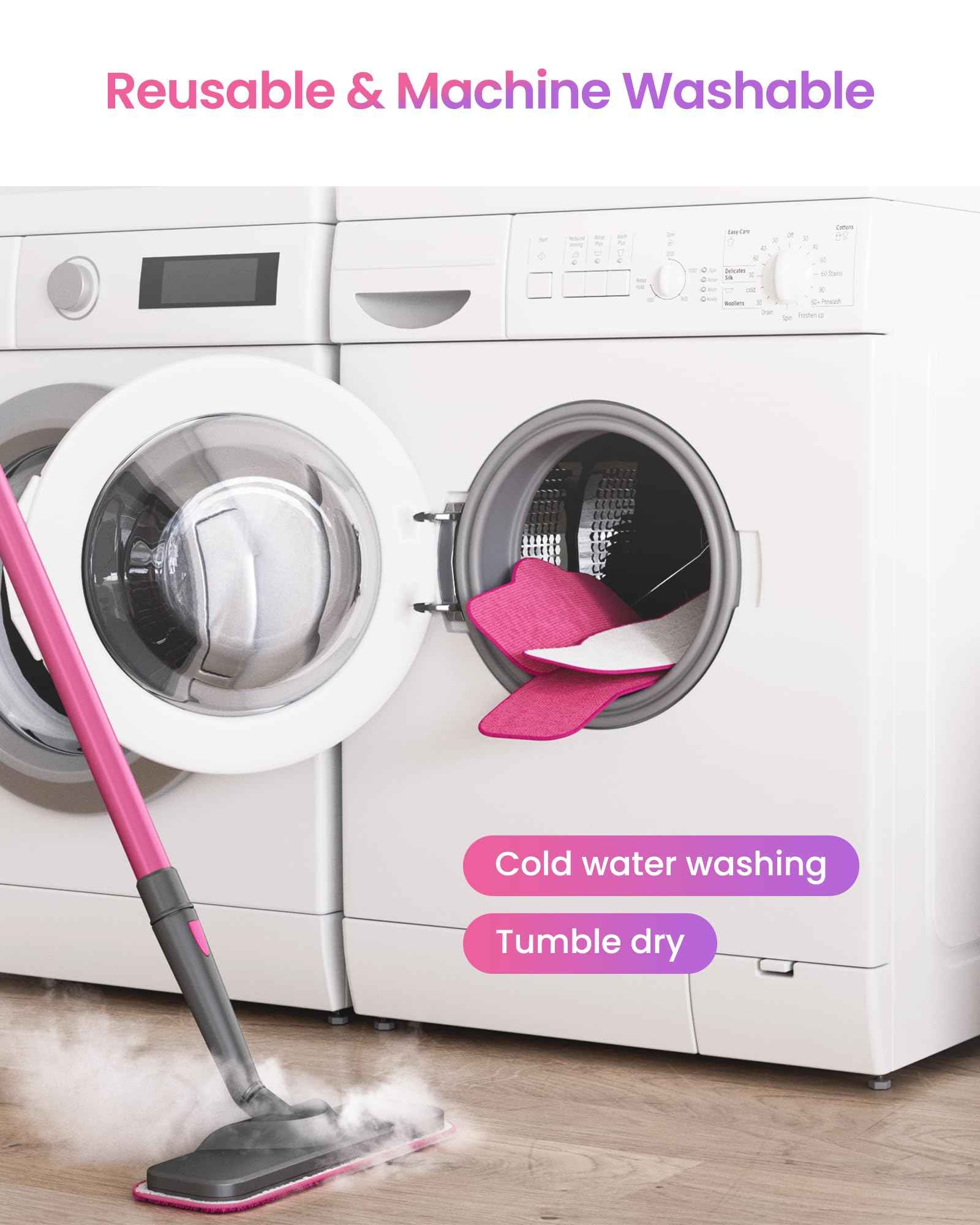 Schenley 6-Pack Microfiber Pads for Steam Mop Cleaner, Washable and Reusable Replacement Mop Pads, Accessories Compatible Steam Mop SLFCSM064 & SLFCSM063