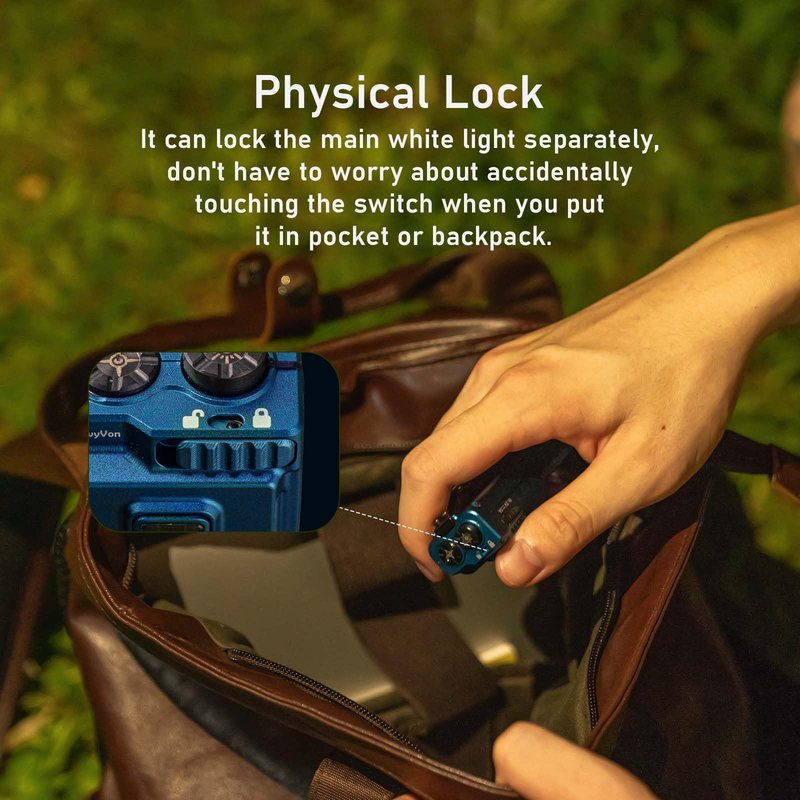 RovyVon E60 Flat EDC Flashlight Rechargeable, 1500 High Lumens Pocket Light with UV, Red and White LED Combo for Camping Hiking and Emergencies, Aqua Blue