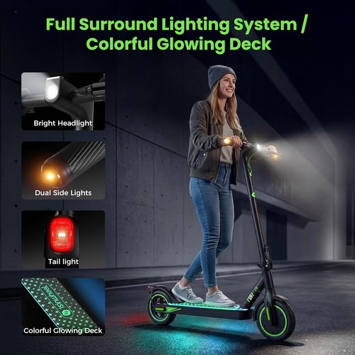 Isinwheel S9/S9Pro Electric Scooter - 19MPH Speed, 350W Motor, 12/19 Miles Range, Foldable Design