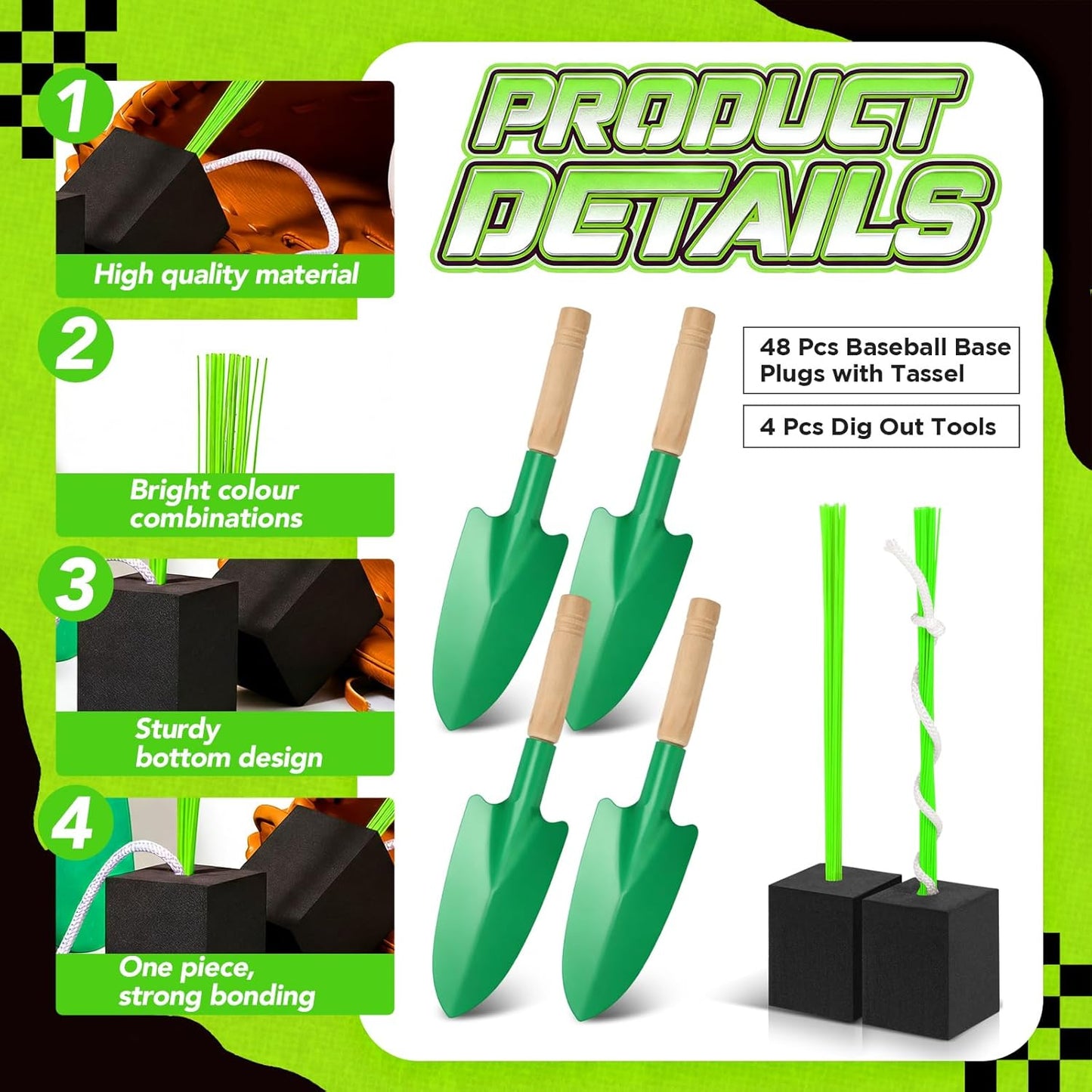Shappy 48 Pcs Baseball Base Anchors - Heavy Duty Rubber Plugs for Softball Drills & Field Use