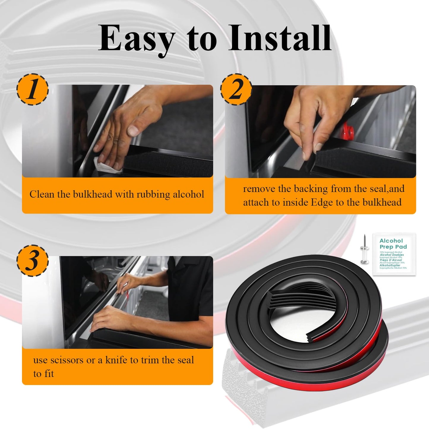 326A0004 Ribbed Bulkhead Seal Strip 3/5" X 65", Tonneau Cover Bulkhead/Service Kit/Self-Adhesive EPDM Foam Rubber Seal W/Tape/Ideal Weather Stripping