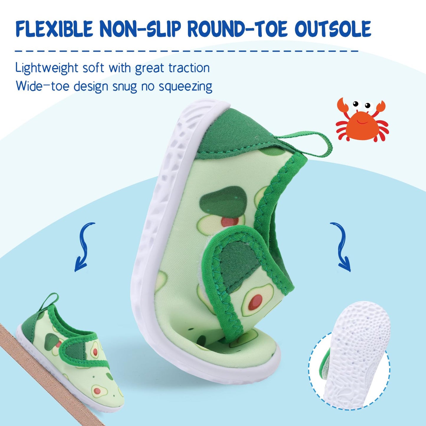 LeIsfIt Kids Water Shoes Toddler Girls Boys Swim Shoes Outdoor Quick-Dry Breathable Aqua Socks for Beach Pool Surf, Avocado, 1 Big Kid