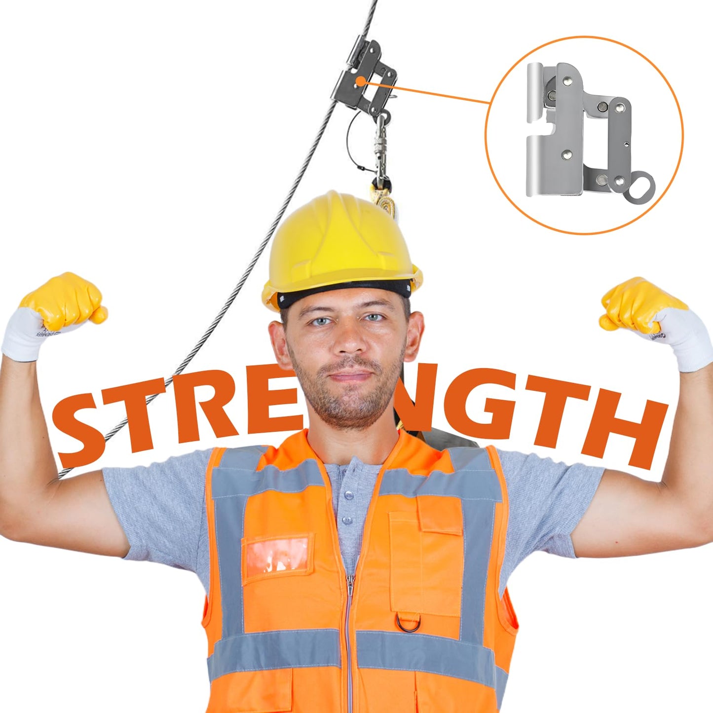 YERGOFE Climb Self Locking Rope Grab - Alloy Steel, Safety Protection 25 kN(Aprx 300LB), Used with 5/8’’ Lifeline Rope, for Construction, Climbing, Fall-Protection (Middle Lock)