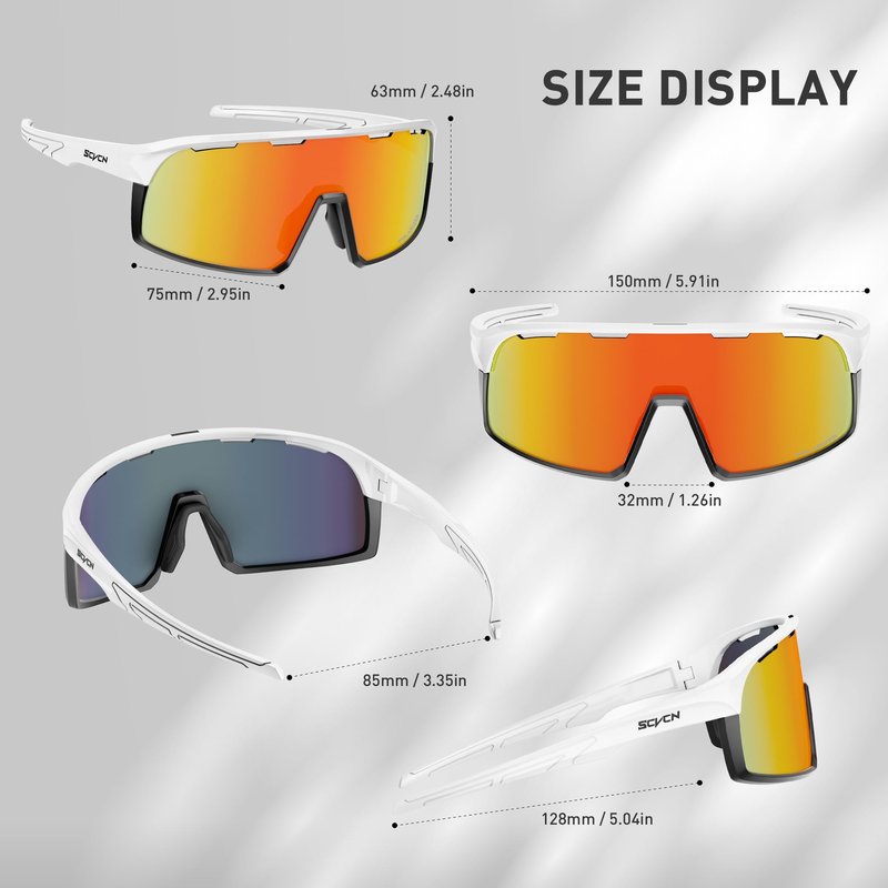SCVCN Polarized Cycling Glasses Sports Sunglasses Men Women MTB Bicycle UV400 Protection Running Mountain Bike Baseball Biking Goggles Riding BMX Fishing Running Riding Golf Driving Softball 504