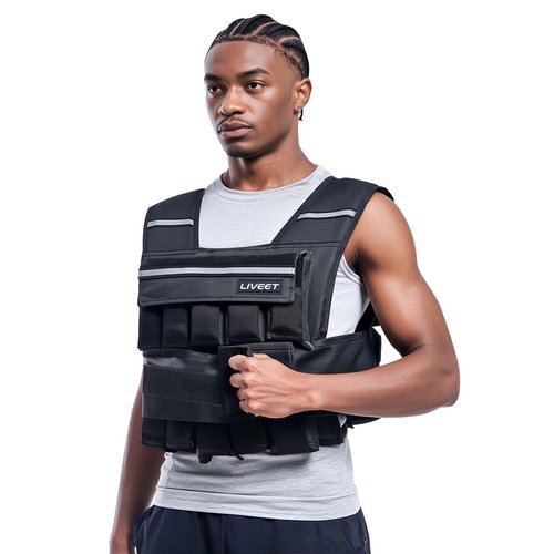 Liveet Adjustable Weighted Vest for Men Women, 20lb Weight Vest with 20 Removable Weights