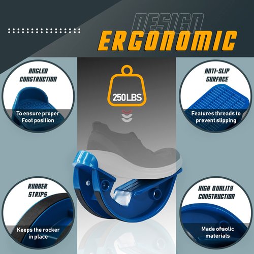 INFIDEZ Foot Rocker with Spiky Ball, Calf Stretcher for Plantar Fasciitis Relief, Achilles Tendonitis Relief, Shin Splint Relief, Ankle Stretcher, Achilles Stretcher Improving Flexibility - Blue