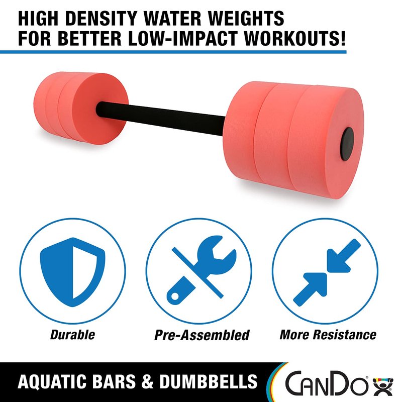 CanDo Aquatic Swim Bars and Dumbbells for Learning to Swim, Hydrotherapy, Swimming, Water Aerobics, Rehab, Swim Lessons, Pool Fitness