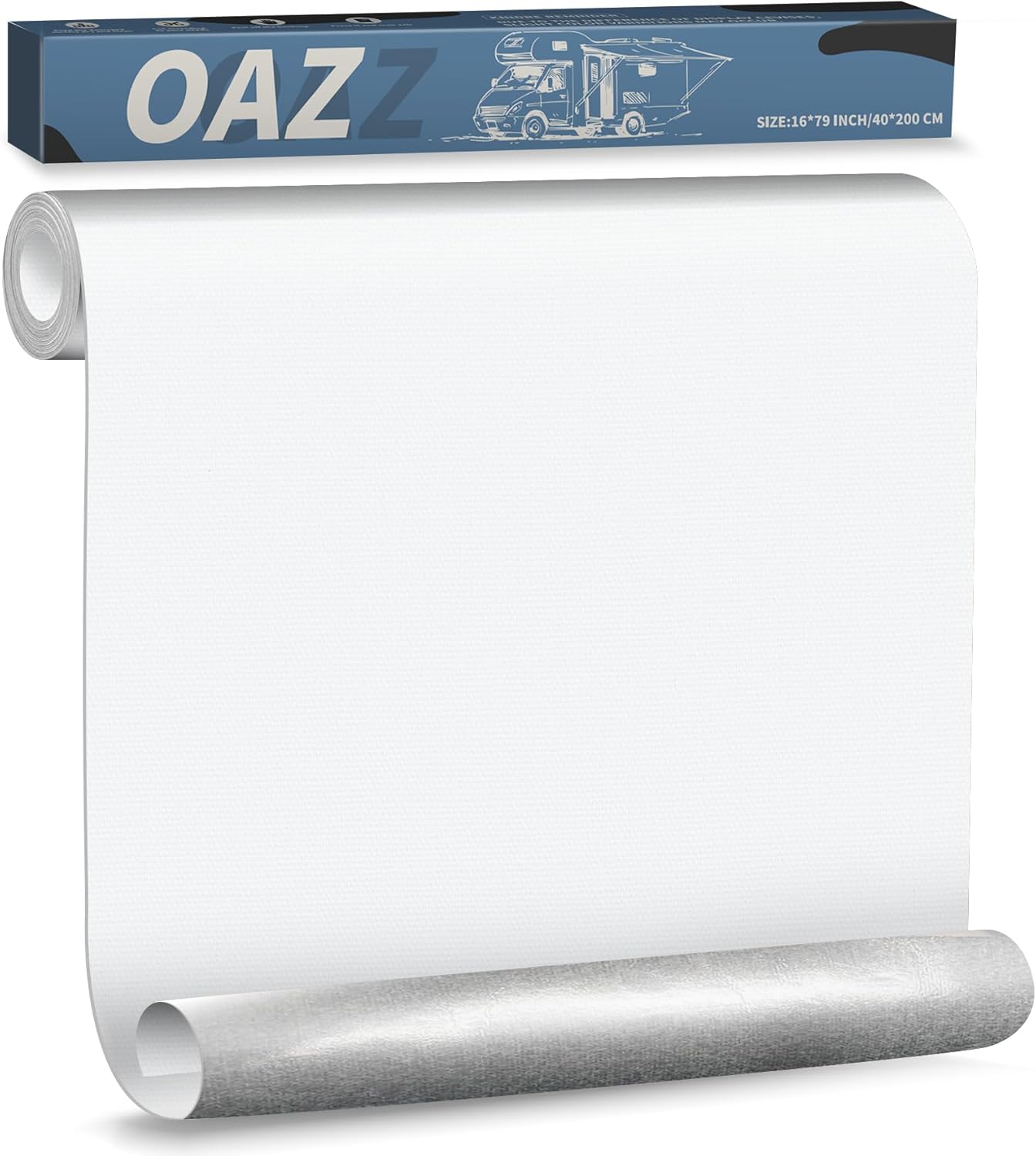 OAZ Canvas Repair Patches - Waterproof Self-Adhesive Fabric Patch Kit for Outdoor Gear | 16 x 79 Inch (White)
