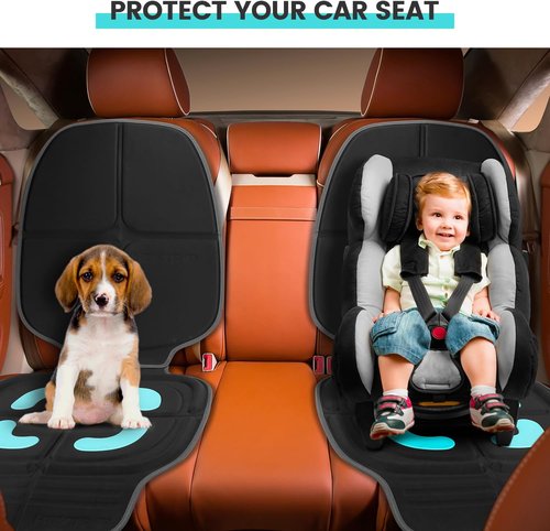 HEYTRIP Car Seat Protector - Waterproof & Non-Slip Design for 0-12 Years Old | Fits Most Car Seats (Black Blue)