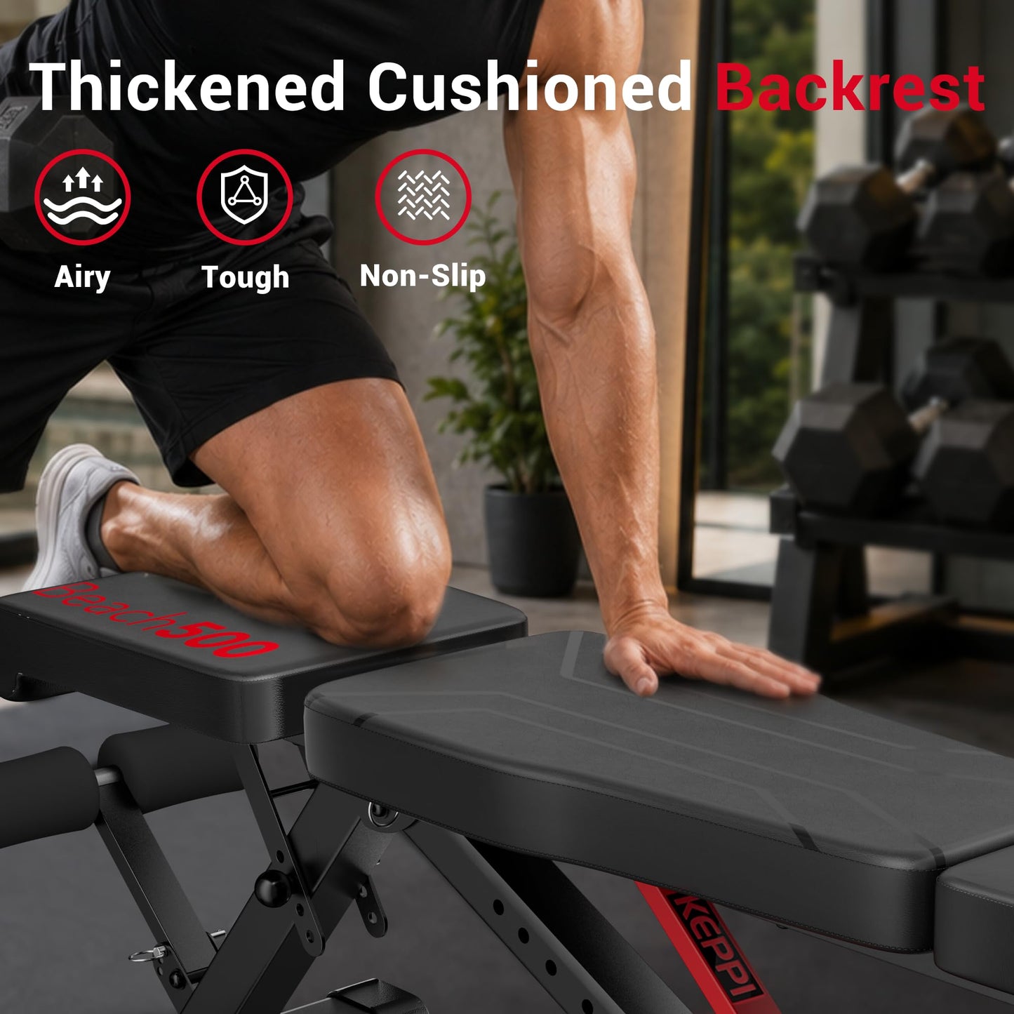 Keppi 900LB Weight Bench, Adjustable Foldable Workout Bench Press for Full Body Strength Training, Incline Decline Bench with Fast Folding - New Version