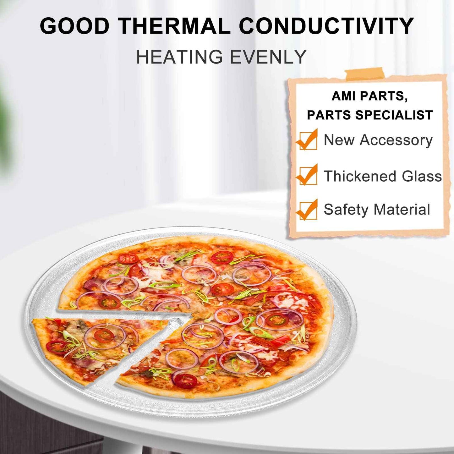 12" Microwave Glass Plate Replacement Fits for Whirlpool - W10337247 W11367904 Microwave Round Glass Plate for 1.5 & 1.7 Cubic Foot Microwaves - BY AMI PARTS