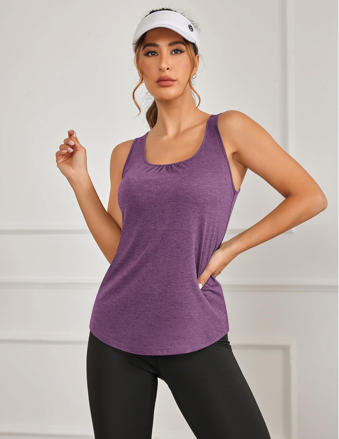 PINSPARK Women's Racerback Workout Tops - Lightweight Sleeveless Athletic Tank Shirts, 2 Pack S-3XL