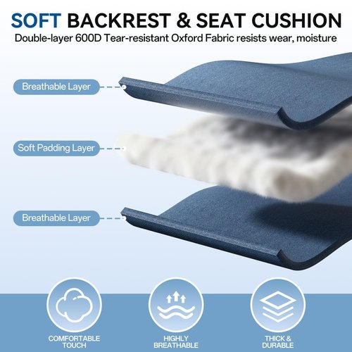 Heated Camping Chair, Oversized Folding Heated Chair with Back & Seat Heating, Supports 400 lbs, Portable Heated Outdoor Chair for Camping,Fishing, Patio, Picnic, Battery NOT Included, Navy Grey