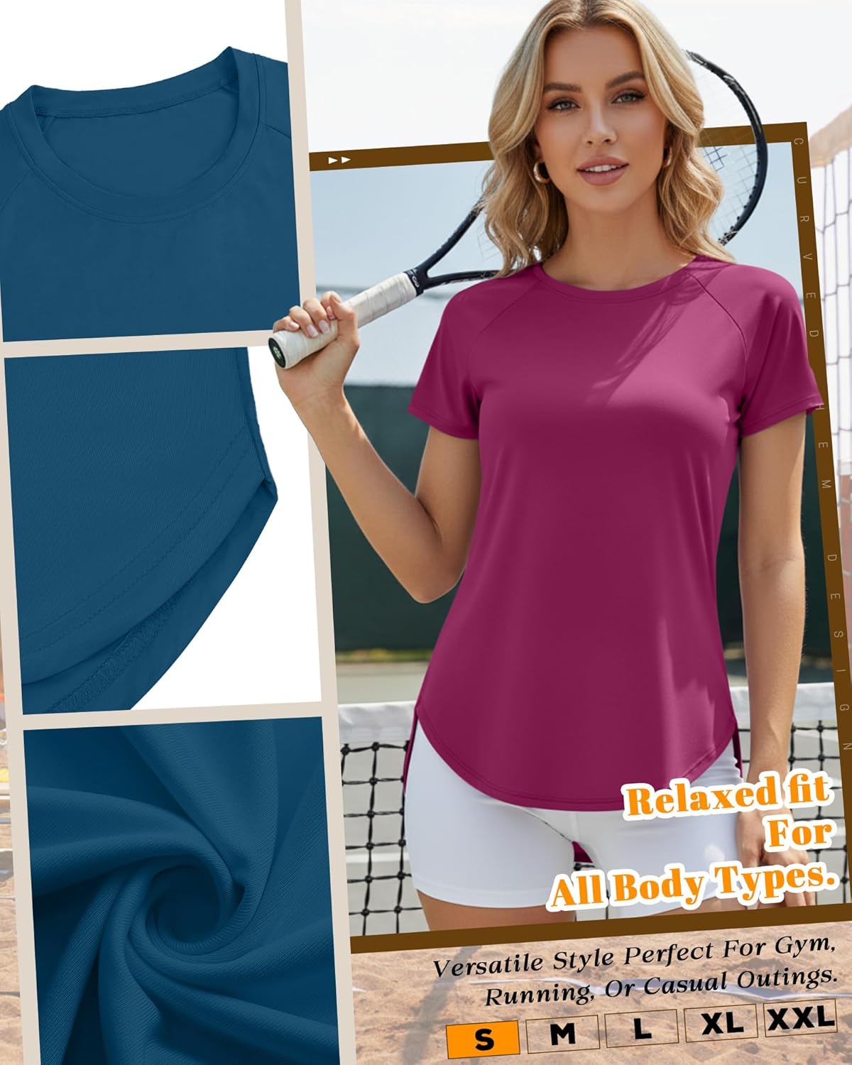 Oakgarden Women's Workout Tops - UV Protection, Quick Dry, Short Sleeve Athletic Shirts | 4 Pack