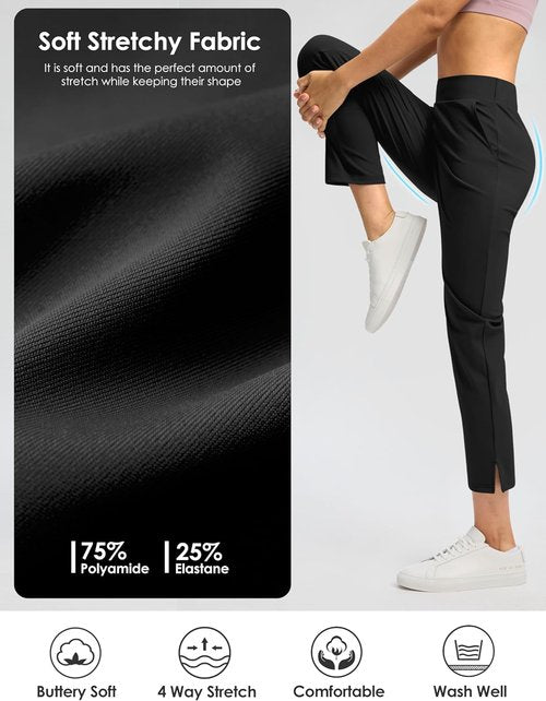 G Gradual Women's Ankle 7/8 Golf Pants - Stretchy Travel Pants with 3 Pockets & Inner Drawstring