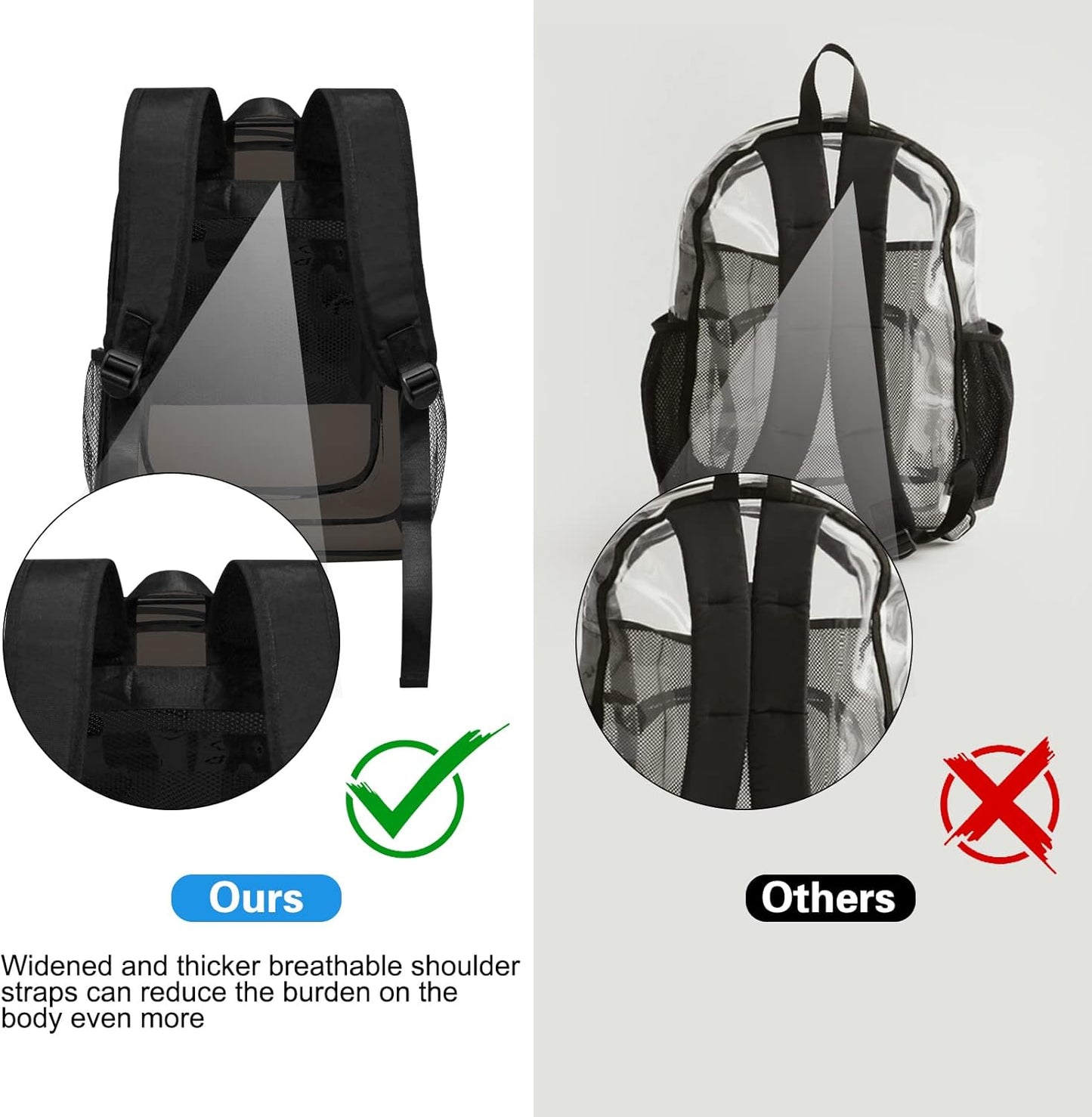 Skiennix Clear Backpack - Heavy Duty Transparent Design for Security Travel | Black Color
