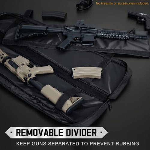 DULCE DOM Double Rifle Case - Tactical Soft Gun Bag with Movable Divider | 36-48 Inch, Ideal for Range & Hunting