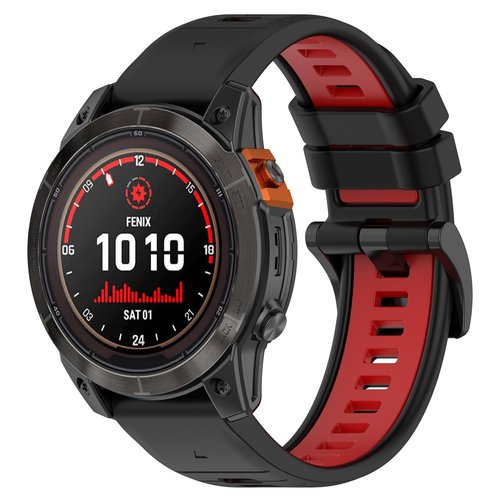 VINIUSIKI 22mm Fenix 7 Pro Straps,Easy Fit Silicone Wristband Replacement for Garmin Fenix 6 Pro Descent G1 Tactix Bravo Approach S62 Fenix 5 Plus Forerunner 965 955 Watch Bands,Black Red