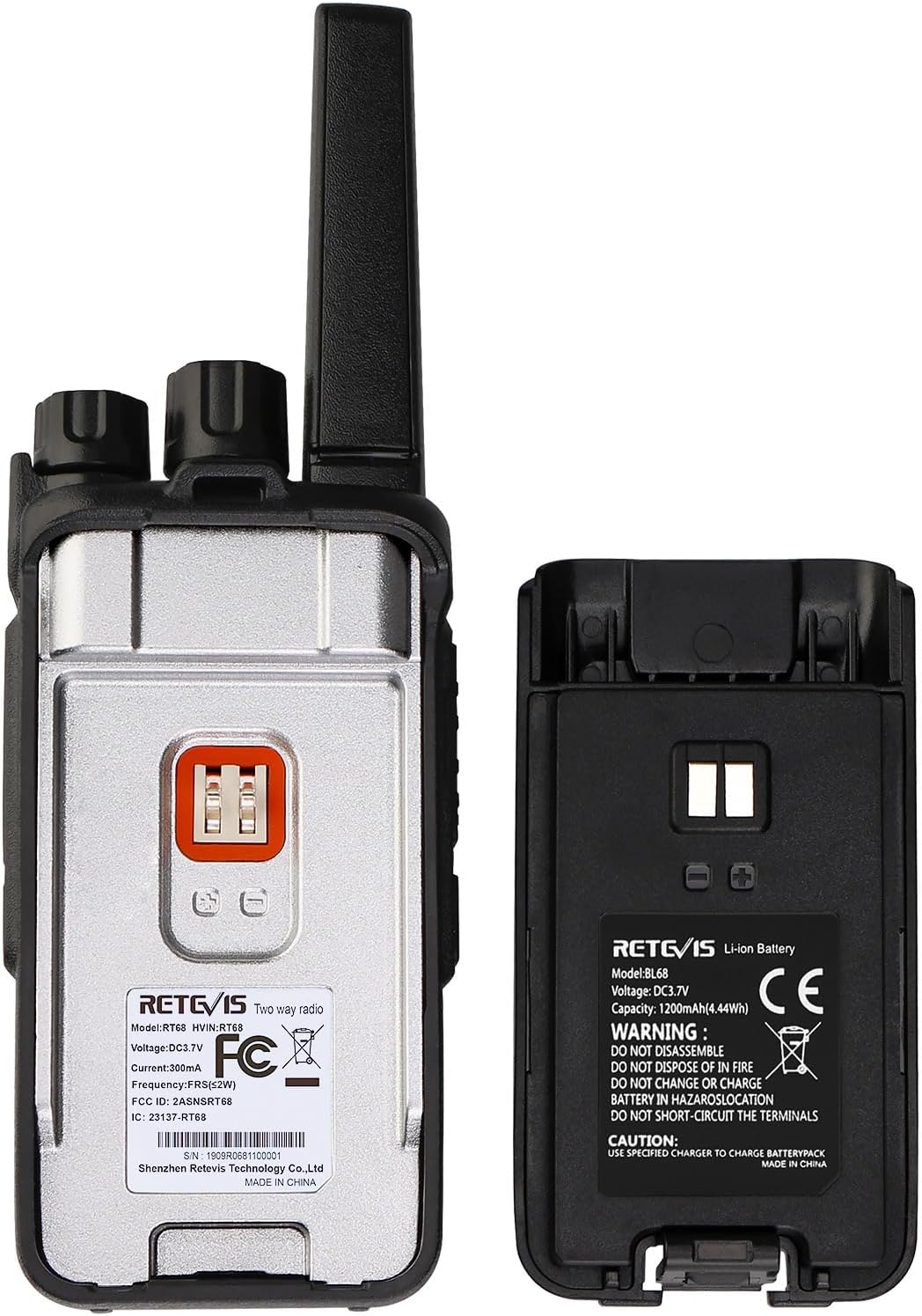Retevis RT68 Walkie Talkies - Long Range 2-Way Radios with 10 Multi-Way Charger | Compact & Rechargeable 1200mAh