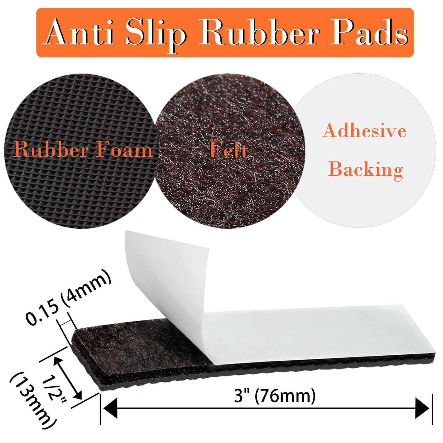 Fursafe&Q Non Slip Furniture Pads - Furniture Grippers for Hardwood Floors, 30 PCS Brown Non Skid Pads for Furniture Legs, Self Adhesive Rubber Furniture Floor Protectors - Keep Furniture in Place