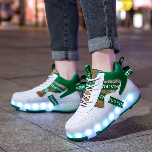 HHSTS Roller Skate Shoes for Kids Upgraded 16 LED Model 4-Wheels USB Charge Light up Boys Girls High Top Fashion Sneakers for Child Christmas Birthday New Year Gifts