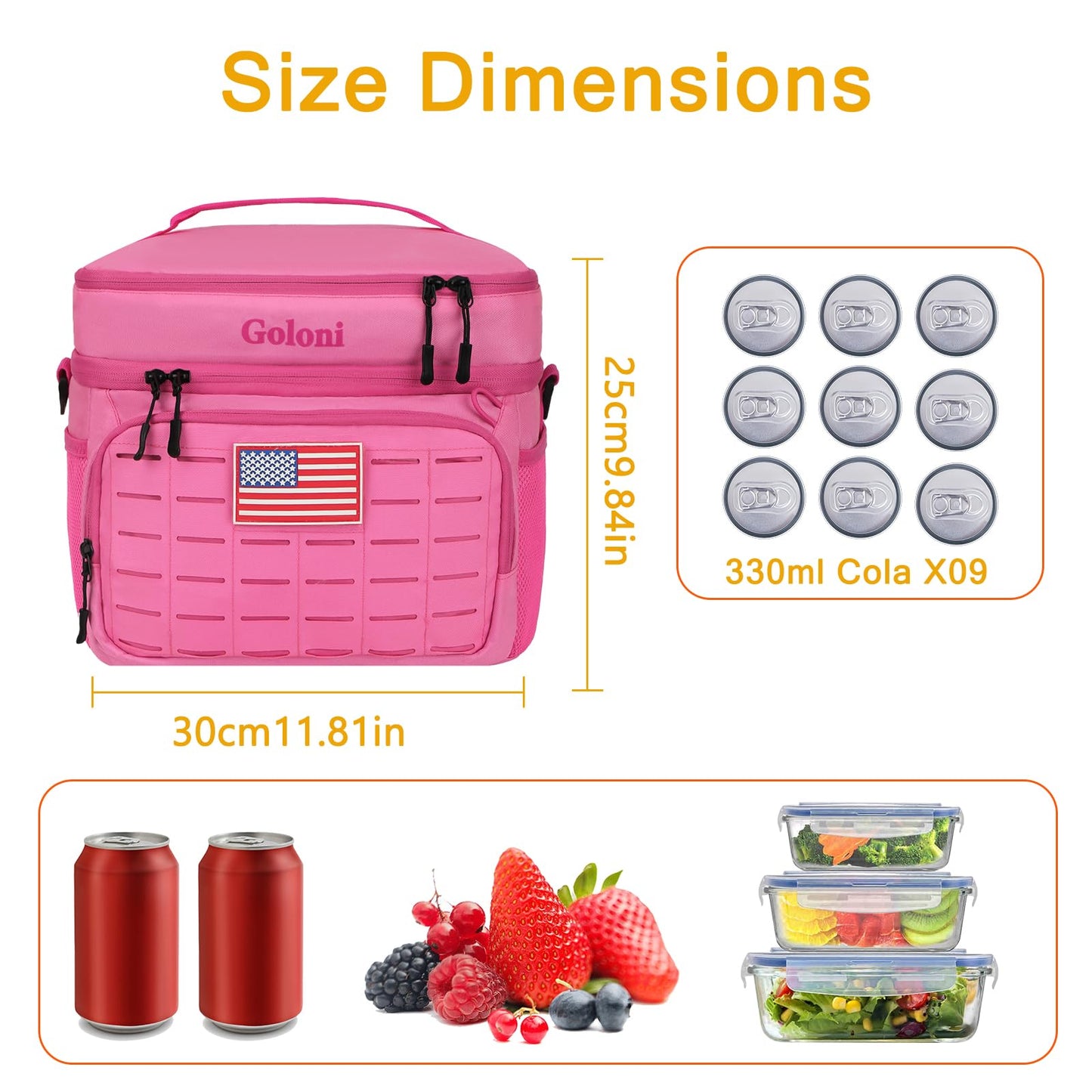 Goloni Soft Sided Insulated Cooler Bag | Leakproof Portable Lunch Box for Men Woven, Camping Beach Picnic Pink