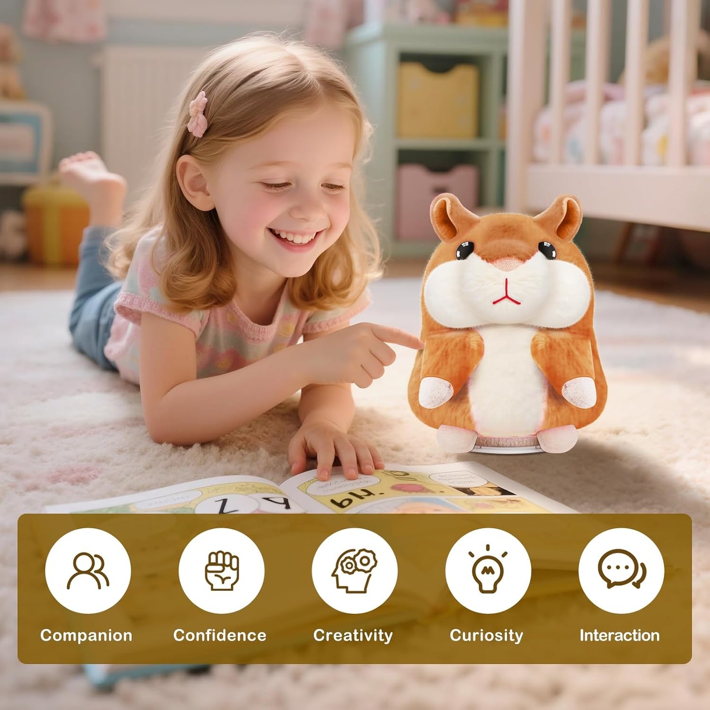 SANJOIN Talking Hamster Toy - Interactive Plush Repeats What You Say | Perfect Gift for Ages 2-8 (Brown)