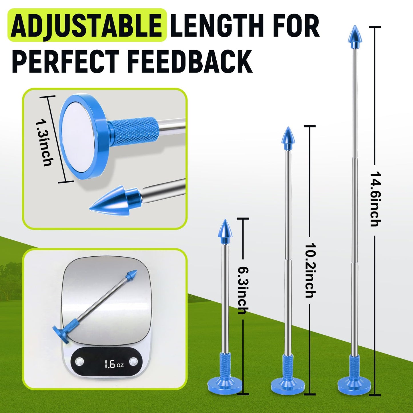 THE GOLFER STORE Golf Alignment Rods, Golf Club Alignment Stick Corrector Magnetic Golf Swing Trainer Aid Help Visualize and Align Your Golf Shot Length Adjustments