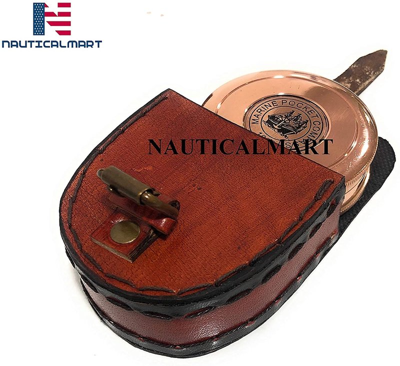 NauticalMart Robert Frost Brass Poem Compass - Copper Finish Pocket Pirate Compass