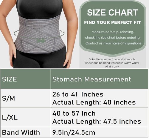 Abdominal Binder Post Surgery - Postpartum Belly Band Wrap | Post C Section Belly Binder Recovery Belt | Stomach Compression Hernia Belt For Men or Women After Pregnancy, Hysterectomy (Large/X-Large)