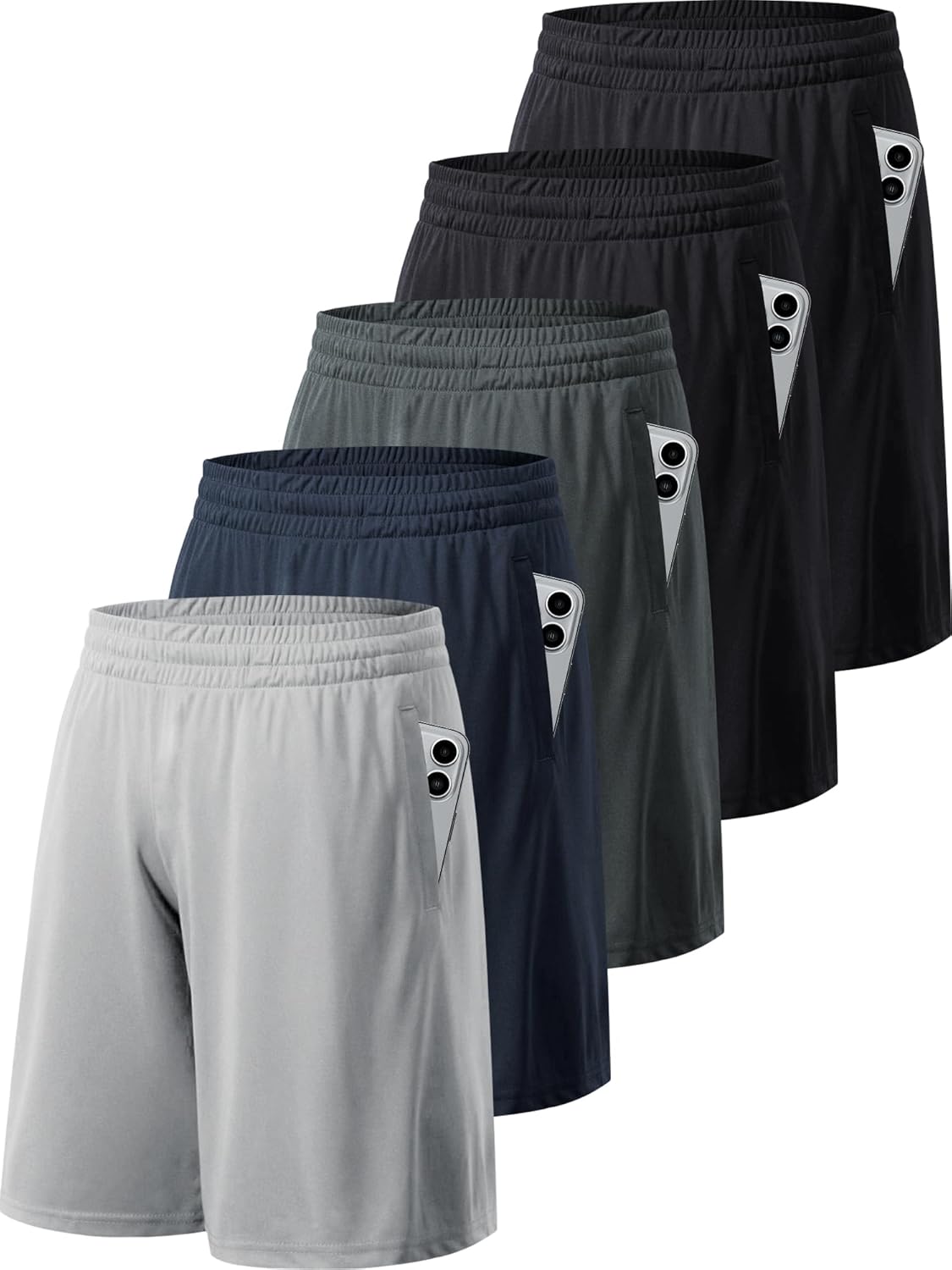 MLYENX Men's Quick-Dry Athletic Gym Shorts - Lightweight Basketball & Running Shorts with Pockets | 4-6 Pack