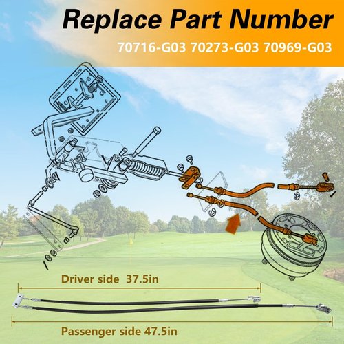 KPALAG Golf Cart Brake Cable Driver & Passenger Side Brake Cables Stainless Steel Core Brake Repair Kit Compatible with EZGO TXT and Medalist Golf Cart 1994-UP Replace# 70716-G03 70273-G03 70969-G03