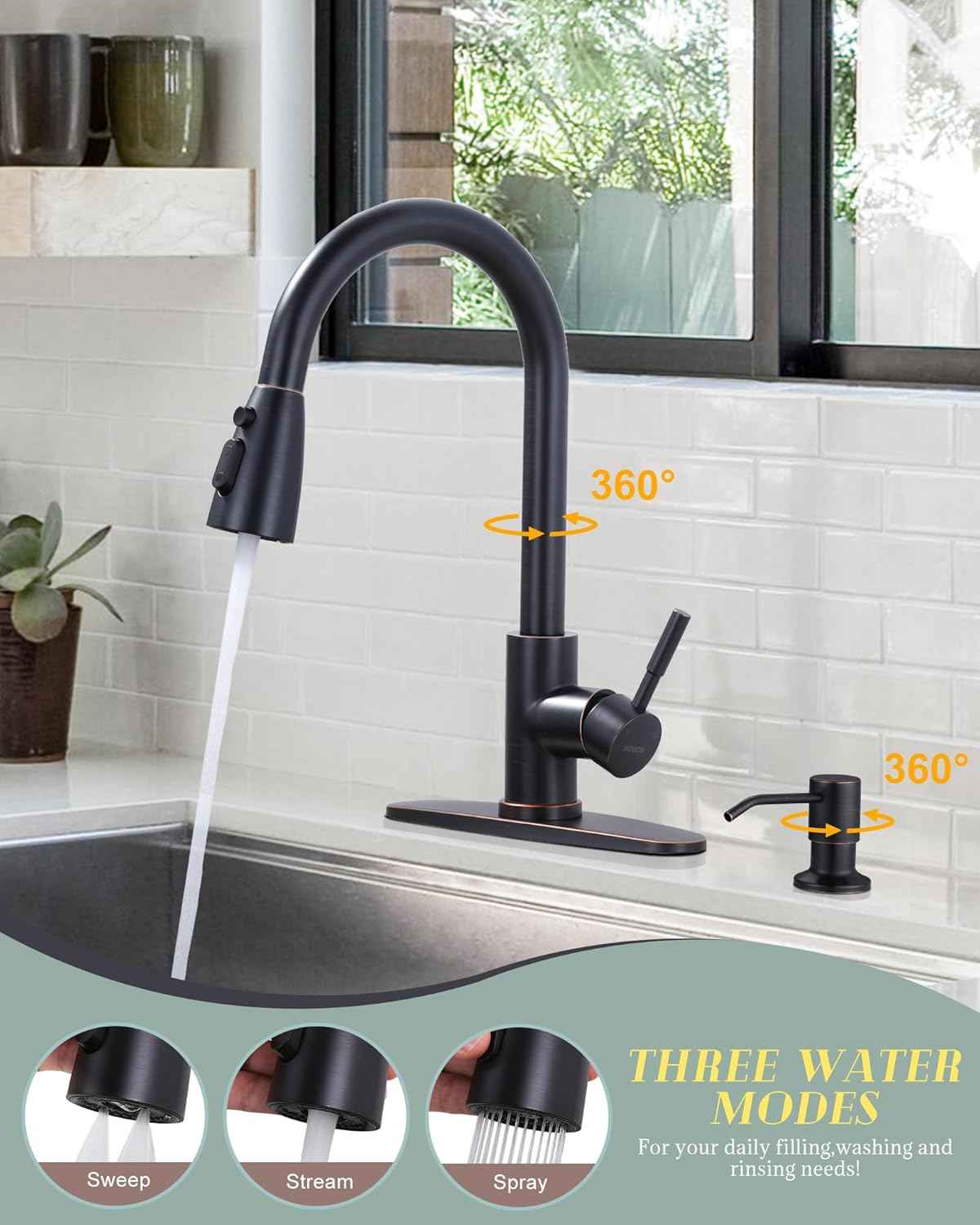 Stainless Steel Kitchen Faucet Combo with Water Filter - Brushed Nickel Sink Faucet for RO Systems
